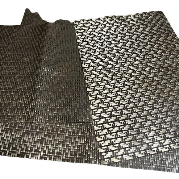 Set of 4 Wire Woven Place Mats 19.5 x 14" Silver Charcoal Dining Mats - Picture 6 of 10